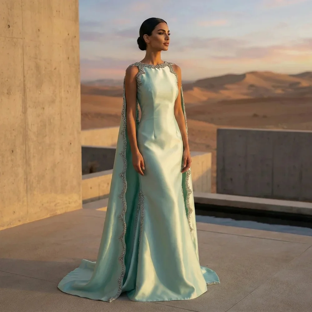 Maßgeschneiderte formelle, elegante Jersey-Strass-Drapierung, gerade Ballkleider, U-Ausschnitt, ärmellose Abendkleider, Größen erhältlich