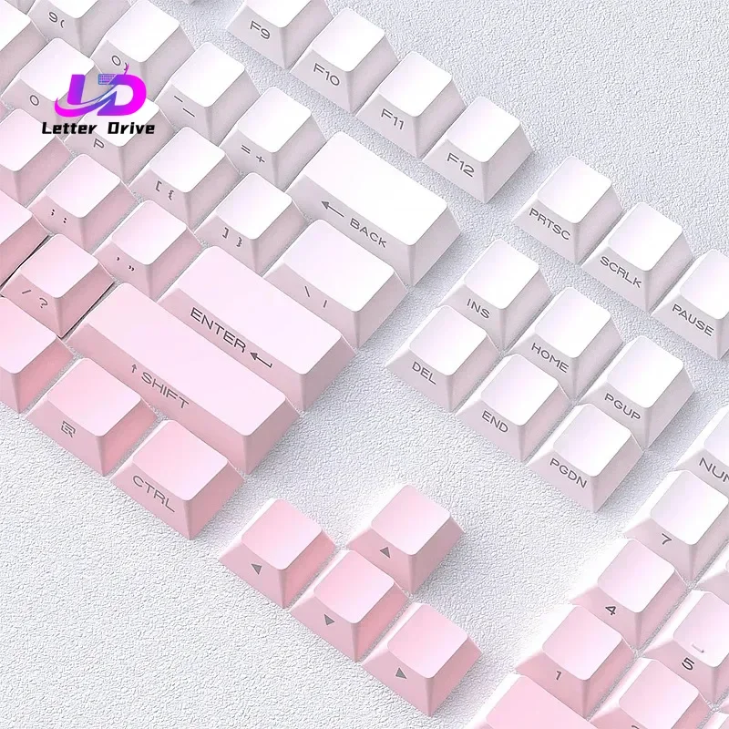 Neue 133+ Tasten Double Shot Shine-Through Keycaps Pfirsichrosa Seitlich Bedruckte PBT-Tastenkappen Cherry-Profil für MX-Schalter Gaming-Tastatur Image