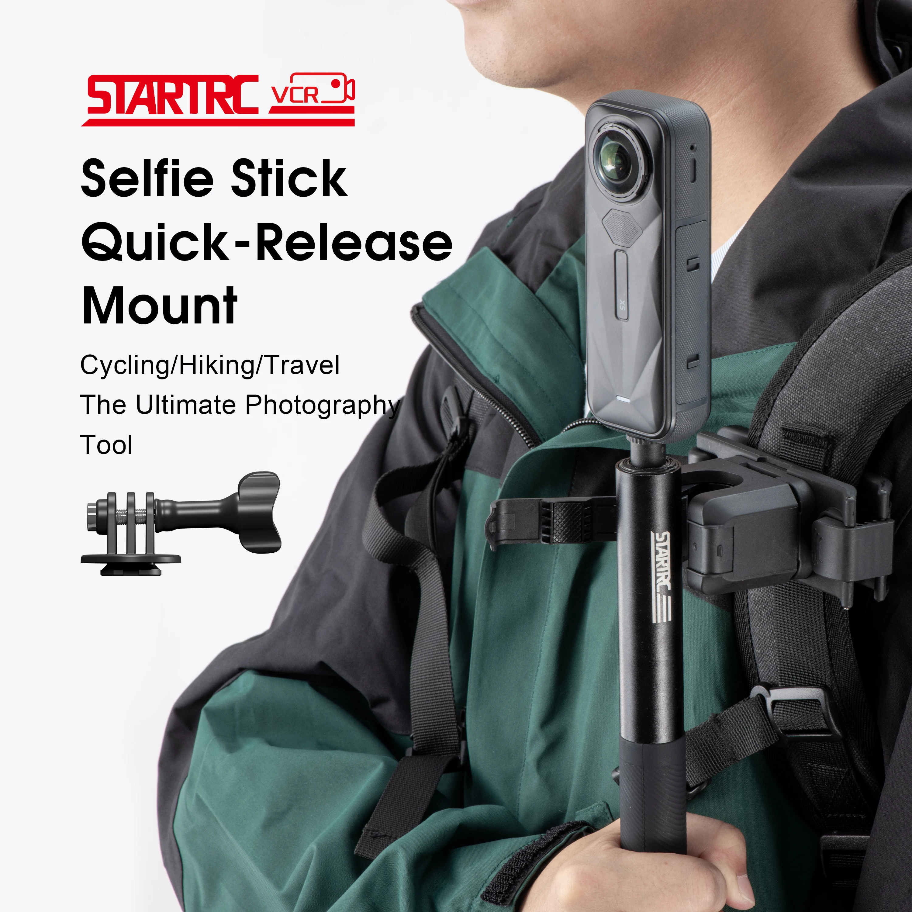 Selfie-Stick-Halterung für Rucksackgurt mit Clip für Insta360 X5 X4 DJI Osmo Nano Action 6 5 Zubehör Verstellbare Schnellverschluss-Halterung Image