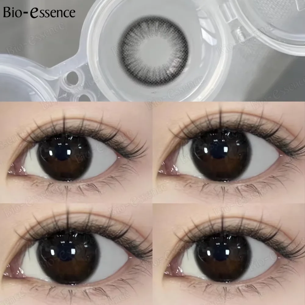 Bio-essence 1 Paar natürliche Linsen, koreanische Linsen, farbige Kontaktlinsen, schwarze natürliche Linsen, schwarze Linsen, große Augenlinsen Image