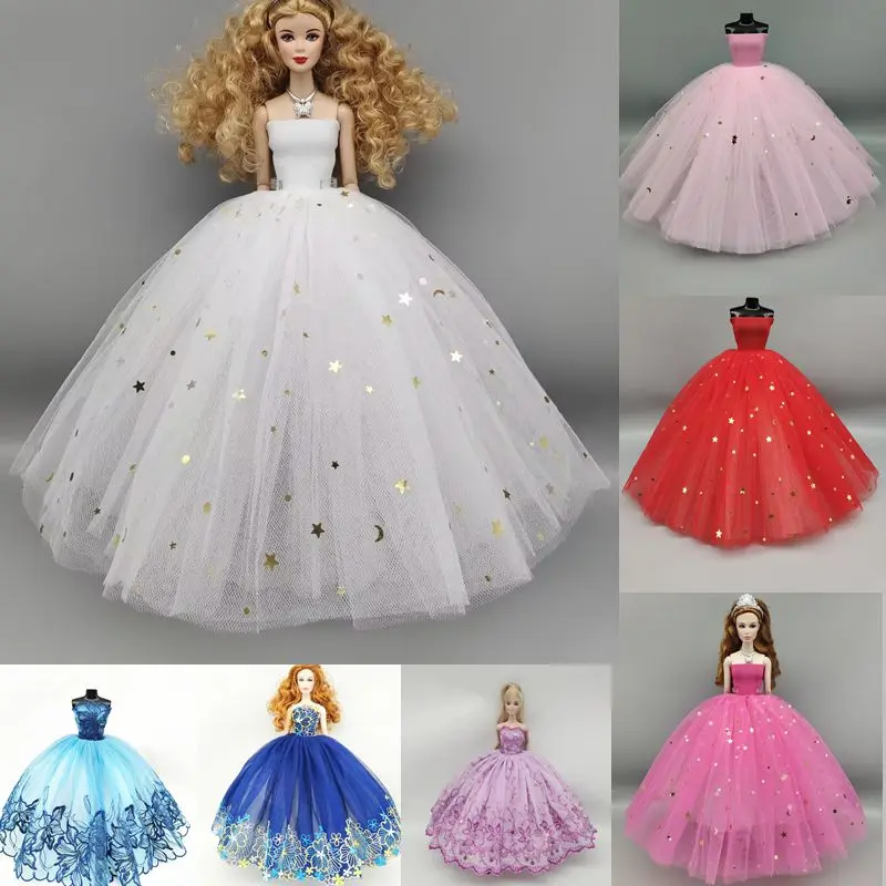 Abito da sposa elegante in pizzo floreale per abiti per bambole Barbie Abiti bianco nero Abito da principessa per feste 1/6 Accessori per bambole BJD Giocattoli