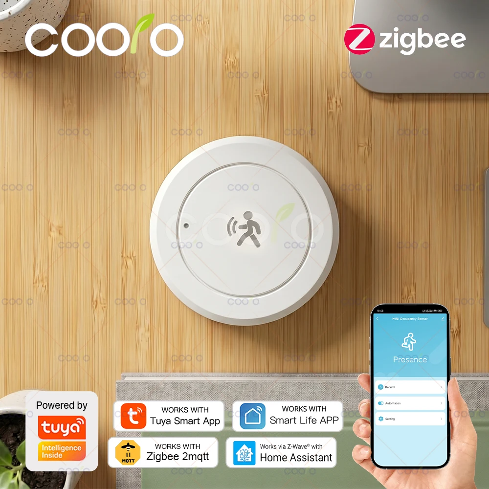 Tuya ZigBee 24G Anwesenheitssensor MmWave Radar Bewegungsmelder+Magnetplatte Unterstützt Smart Life Zigbee2MQTT Hausautomation Image
