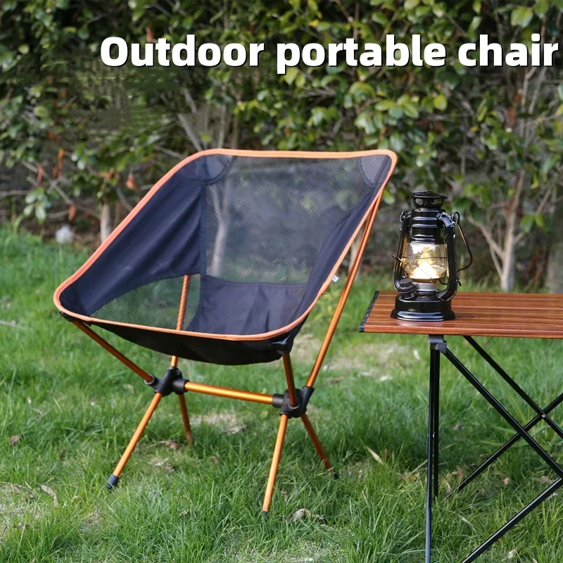 Outdoor-Mondstuhl, Camping-Klappstuhl, tragbarer Freizeitstuhl mit Rückenlehne, ultraleichter Klappstuhl aus Aluminiumlegierung, bequem