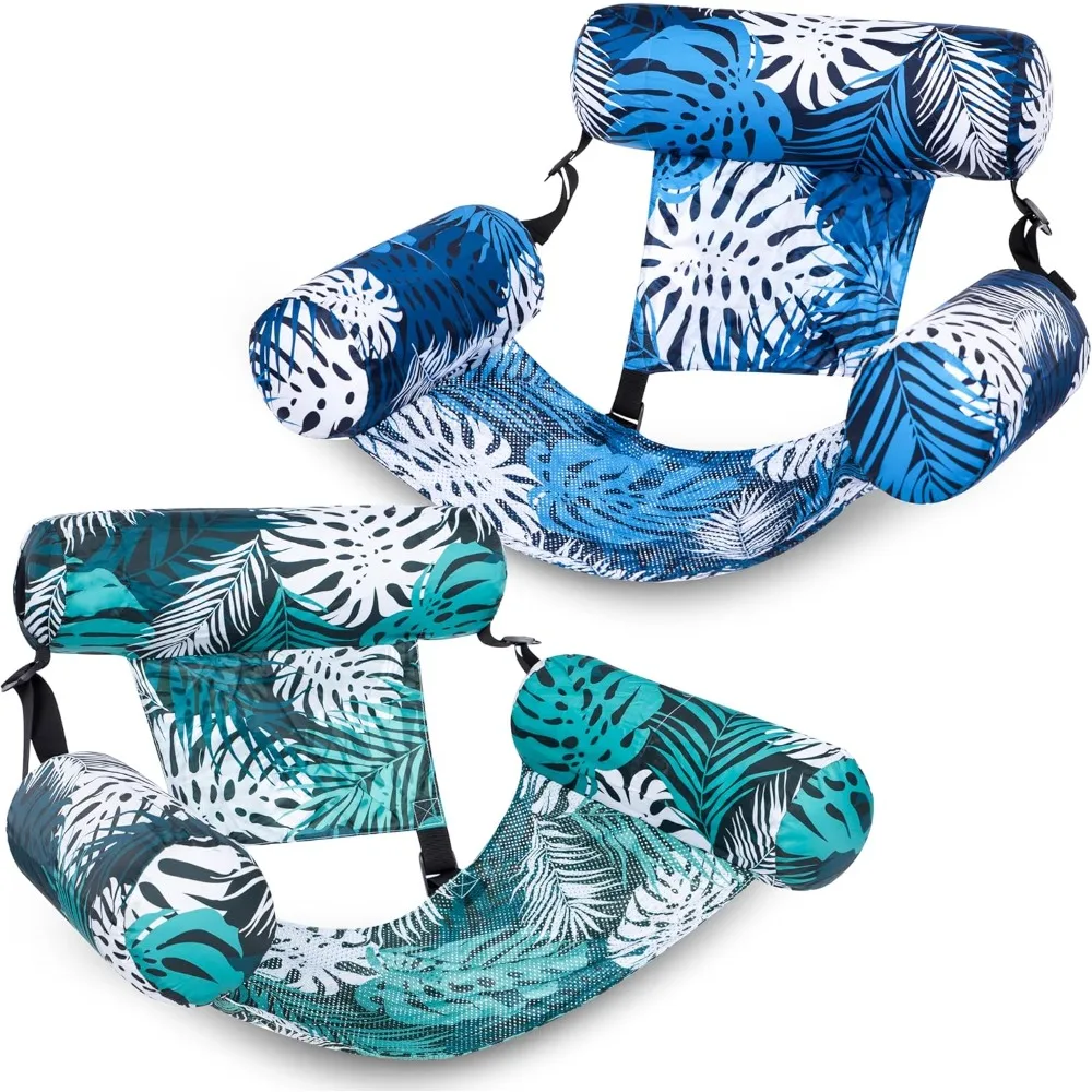 Sloosh 2er-Pack aufblasbare Pool-Schwimmsessel für Erwachsene, schwimmende Liegestühle, aufblasbare Pool-Nudeln für Erwachsene, strapazierfähige Schwimmsessel Image