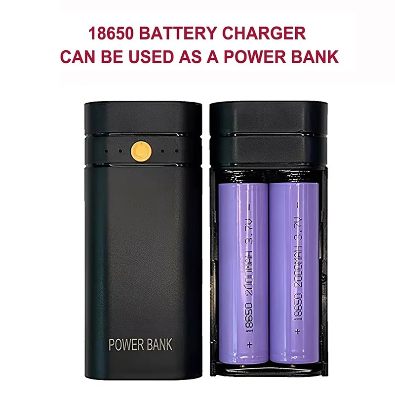 2-Slot 18650 Akku-Ladegerät Tragbares Powerbank-Kit DIY Schnellladungs-Powerbank-Gehäuse Box Powerbank-Lade- und Aufbewahrungsbox Image