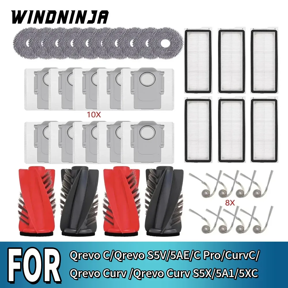 Für Roborock Qrevo C/S5V/5AE/C Pro/CurvC/Qrevo Curv/S5X/5A1/5XC Hauptbürste, Seitenbürste, HEPA-Filter, Wischtuch, Staubbeutel, Staubsaugerteile Image