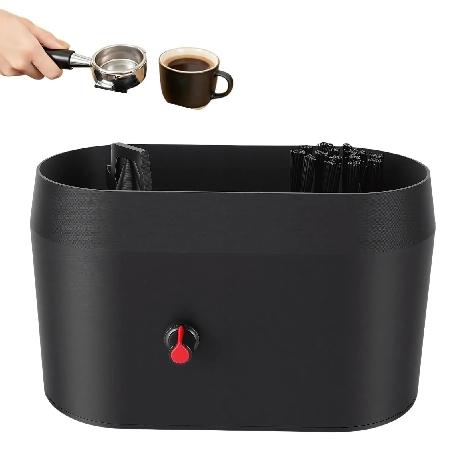 Kaffee-Siebträger-Reinigungsbox, auslaufsicher, mit harten Borsten, Kaffee-Siebträger-Reinigungsbürstenwerkzeug für Zuhause Image