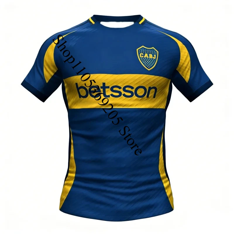 Maillot de football Boca Juniors à domicile, imprimé 3D, respirant, à manches courtes, pour hommes, femmes et enfants, entraînement et tenue de supporter
