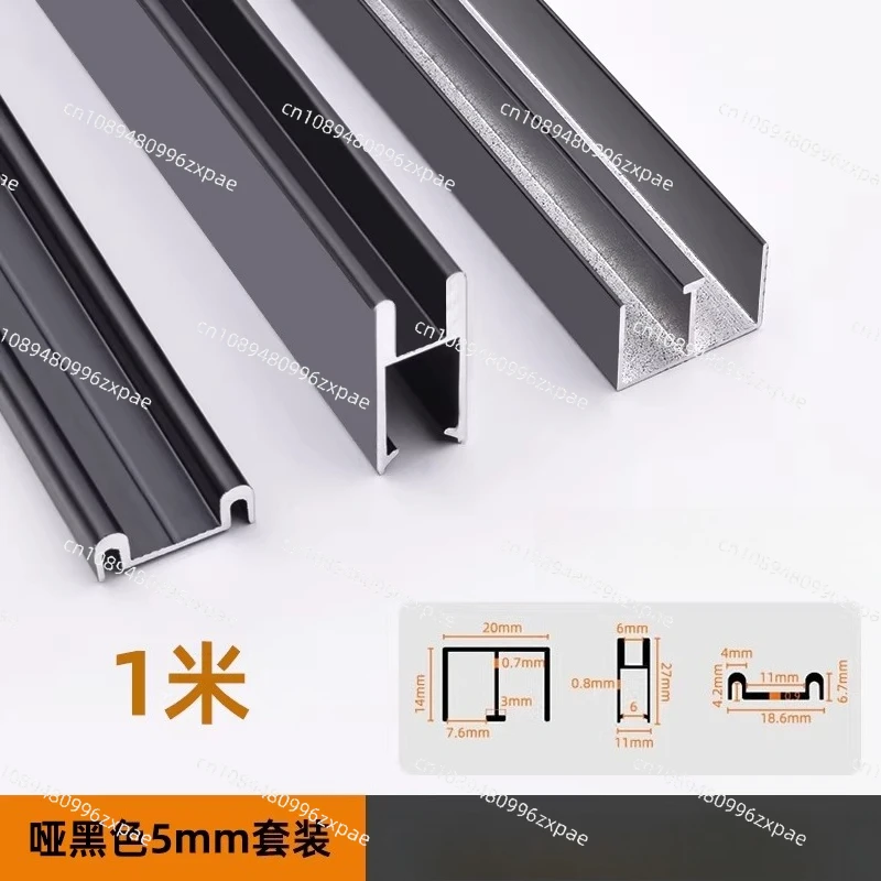 5-8mm Glas-Schiebetür Dreiteiliges Set Schienen-Display-Regal Bücherschrank Gleitschiene Schiebetür