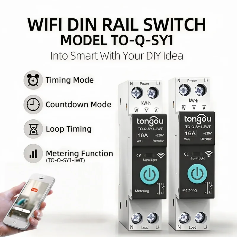 WLAN-Smart-Leistungsschalter Tuya Smart Life App Sprachsteuerung Alexa Google Fernbedienung für Heimsicherheit Energiespar-Timer Image
