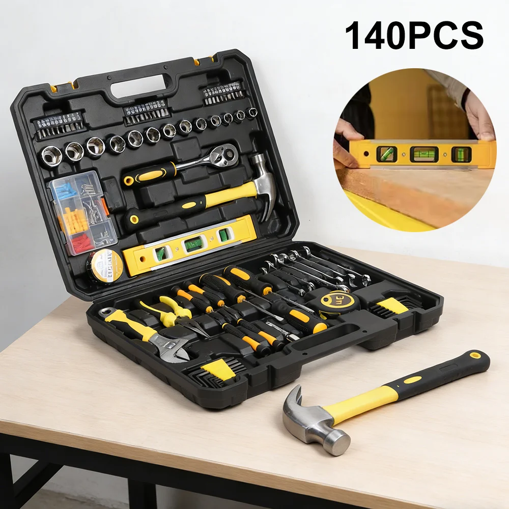 Kit d'outils à cliquet 140 pièces, ensemble d'outils de réparation automobile, pack combiné d'outils mixtes, ensembles d'outils ménagers pour la réparation et l'entretien à domicile