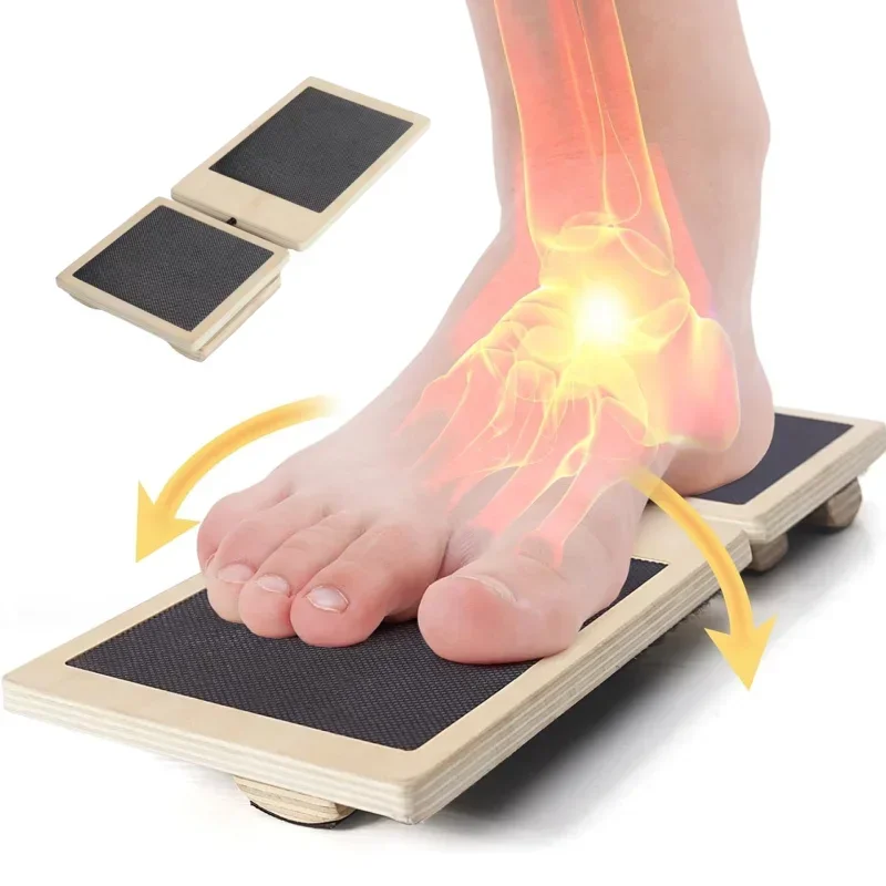 Einbein-Balance-Board: Knöchelstärker, Übungsgerät für Verstauchungen, rutschfestes Holz-Wobble-Board, Physiotherapie-Haltungskorrektor Image