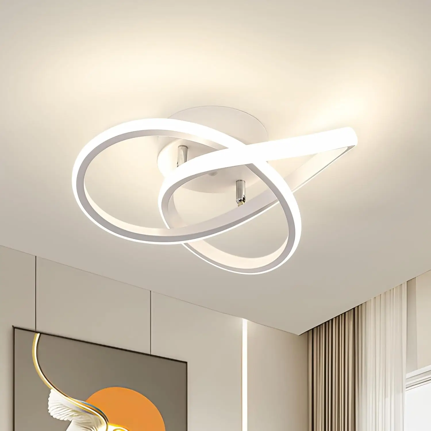 LED-Deckenleuchte, 30 W, 3300 lm, moderne LED-Deckenleuchte, kreative LED-Deckenleuchte in Blumenform für Schlafzimmer, 4500 K, natürliches Licht Image