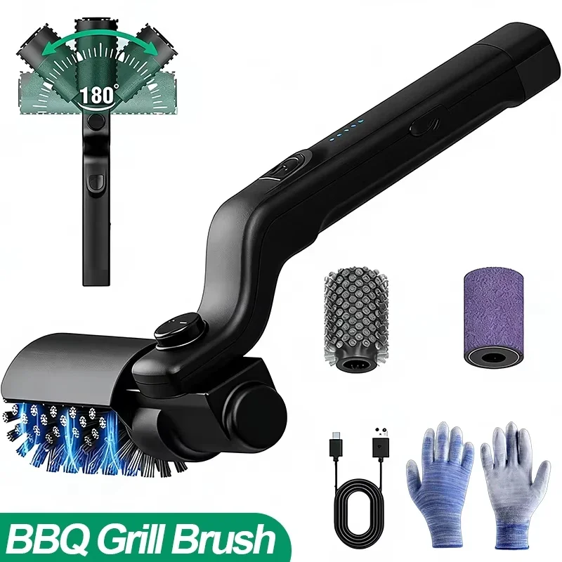 BBQ-Grillbürste mit 3 Geschwindigkeitsstufen, Elektrische Grillbürste, 180° ° Verstellbarer Kopf, 90-Minuten-Grillreiniger für Outdoor-Grills und Smoker Image