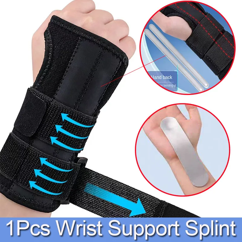 1 Pezzo Tutore da Polso per Sindrome del Tunnel Carpale e Distorsioni - Tutore per Mano con 3 Stecche, Supporto Regolabile per il Polso, Tutore a Compressione per il Polso