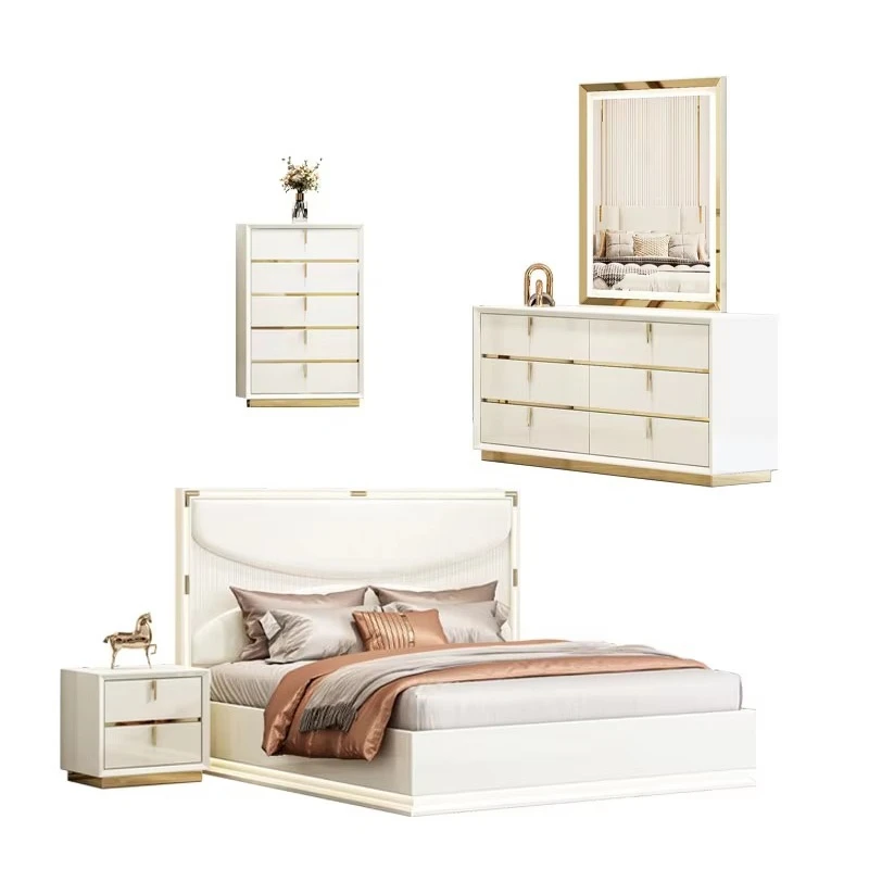 SG-OEM Großhandel Luxus Kingsize Schlafzimmer-Sets Doppelbett-Suite Hotel- und Heimgebrauch Komplettes Modernes Schlafzimmer-Möbelset mit Stauraum