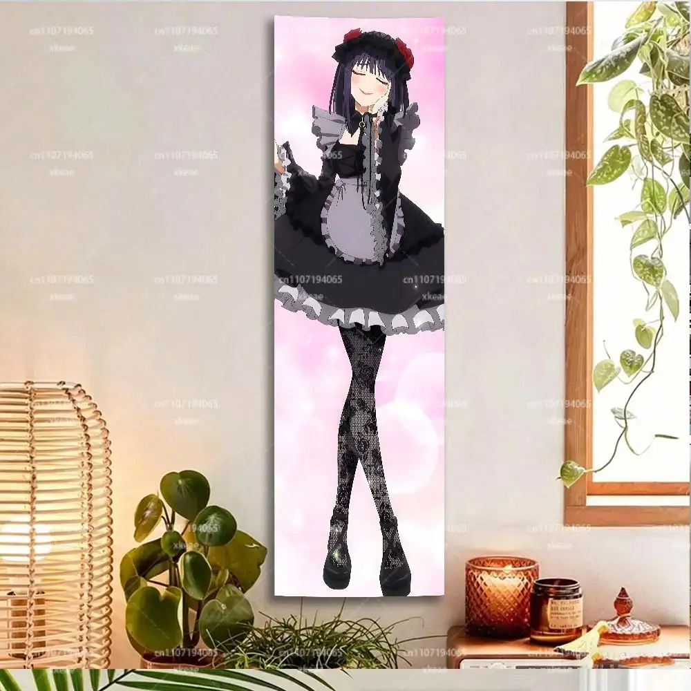 Anime Gothic Maid Vertikaler Wandteppich, süßer schwarzer Lolita-Wandbehang für Schlafzimmer- und Wohnheimdekoration, Kawaii Otaku Geschenk Image