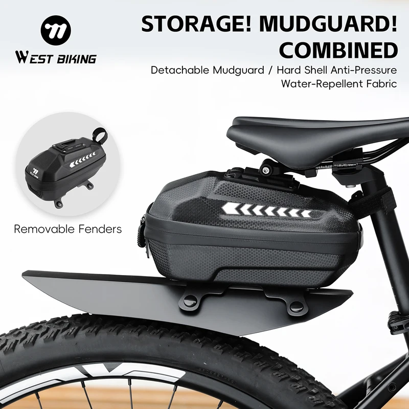 WEST BIKING 2L Hartschalen-Fahrrad-Hecktasche mit Schutzblech Wasserdichte Fahrrad-Rücksitz-Aufbewahrungstasche für MTB Rennrad-Zubehör Image