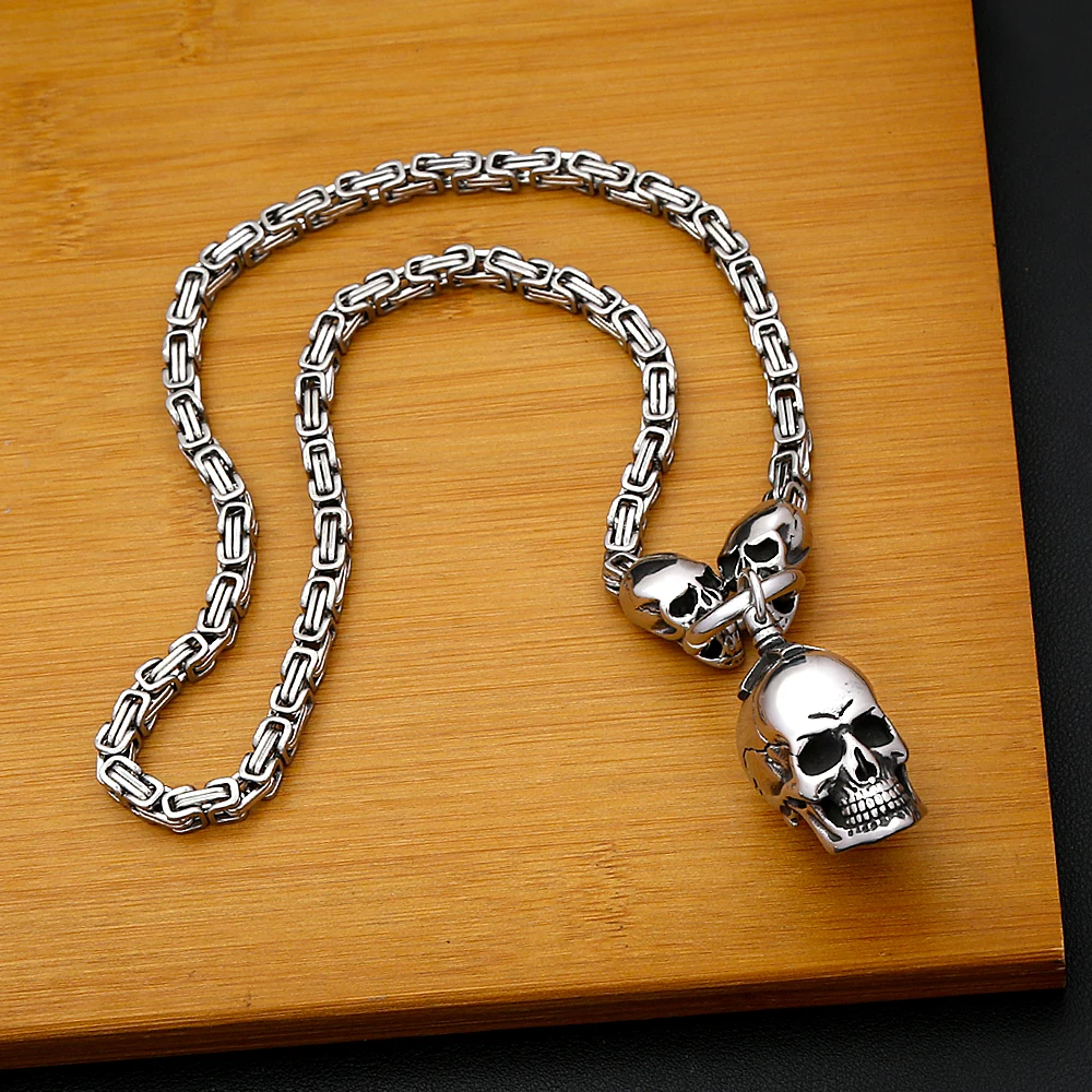 316L Große Vintage Totenkopf-Anhänger aus Edelstahl, Punk-Totenkopf-Amulett-Halskette für Männer und Frauen, Schmuckgeschenk, Dropshipping