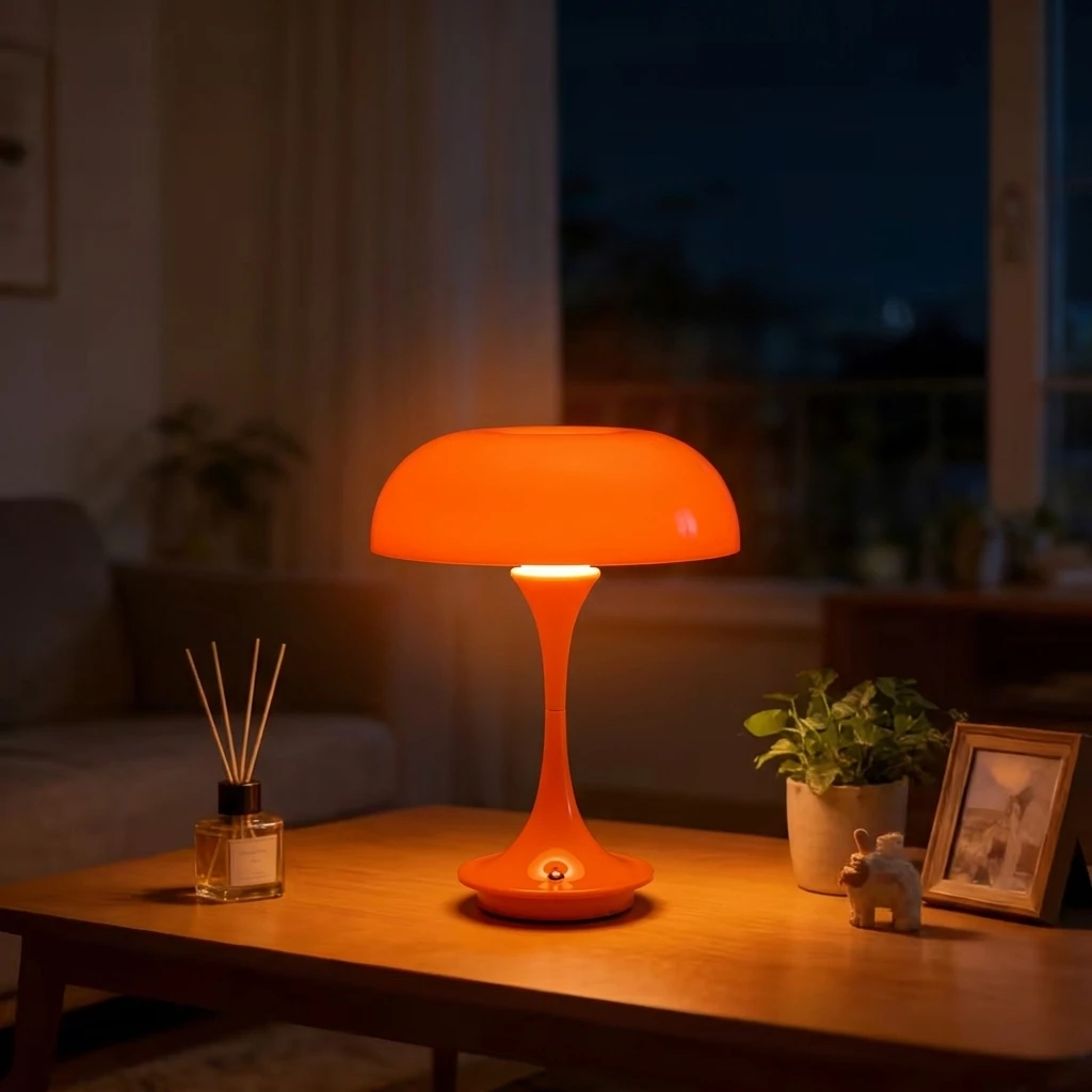 Touch-Control Tischlampe, 3-Farben Dimmbare Pilz-LED-Schreibtischlampe, USB-Aufladbare Nachttischlampe für Heim- und Bürodekoration, Geschenk Image