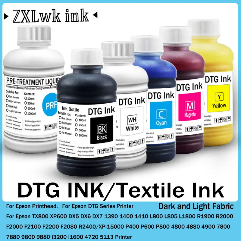 DTG-Tinte 250ML Textiltinte für F2000 F2100 P600 P800 DTG-Drucker und weitere Druckköpfe DX5 DX6 DTG-Drucker Direktdruck auf Textilien Image