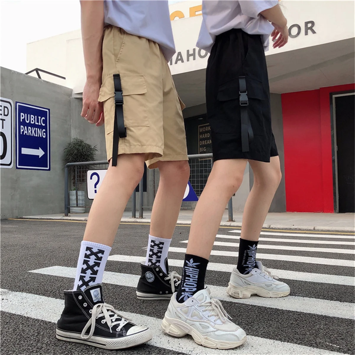 Coole Cargo-Shorts für Damen mit Großen Taschen, Harajuku Japan Shorts, Koreanischer Ulzzang Trend, Streetwear Sommer Hip-Hop Shorts für Mädchen