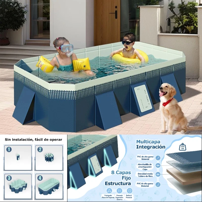 Faltbarer Pool, Schwimmbecken für Familie, Erwachsene, Kinder, zusammenklappbares Schwimmbecken für den Außenbereich, tragbares Haustier-Schwimmbecken Image