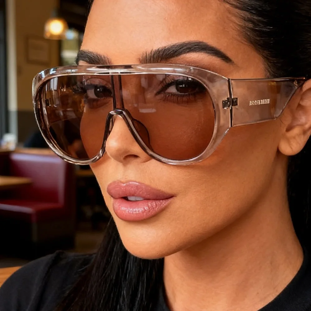 Steampunk Hip-Hop Schild-Sonnenbrille für Damen Übergroße Y2K Einteilige Große Sonnenbrille 2026 Luxus-Designer Winddichte Brille UV400