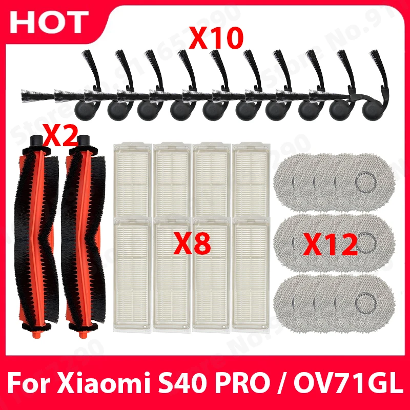 Für Xiaomi S40 PRO / OV71GL Roboterstaubsauger Ersatzteile Hauptbürste Seitenbürste Wischtuch Filter Staubbeutel Ersatzzubehör Image