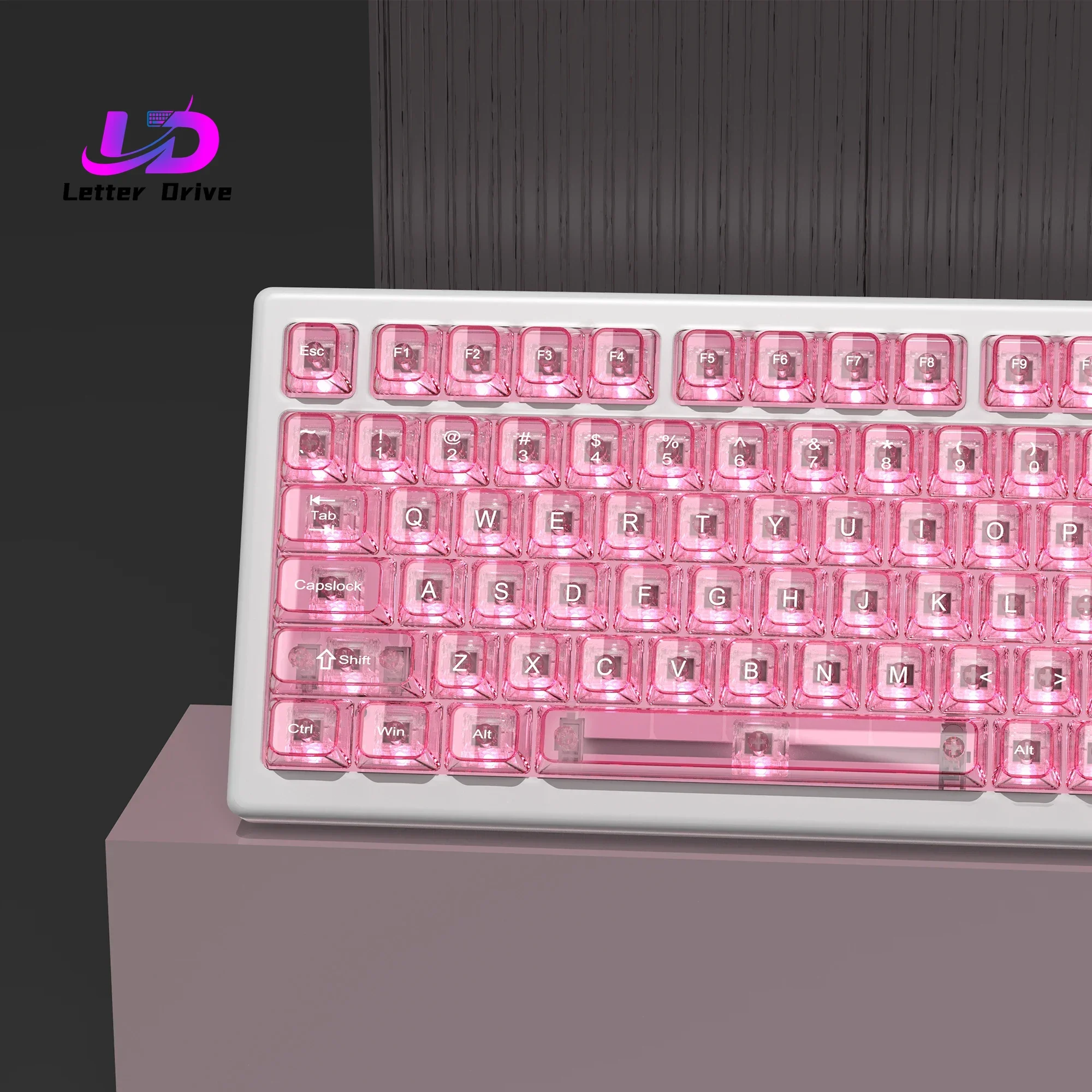 115 Tasten, rosa, transparent, durchsichtige Tastenkappen, Kristall-Keramik-PC-Tastenkappe, RGB, durchscheinende Tastenkappe, MDA-Profil für MX Switch-Tastatur Image