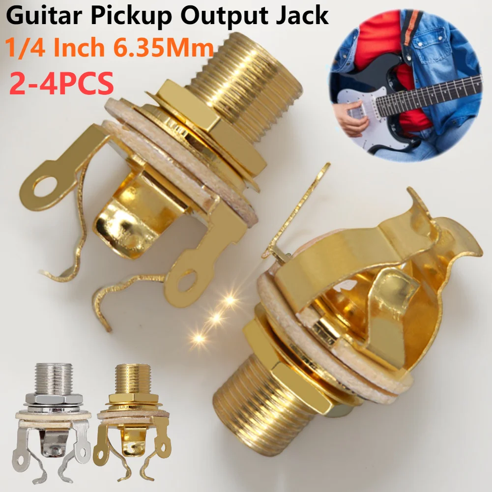 2-4Pcs 1/4 Zoll 6,35 Mm Gitarre Mono Jack Buchse Metall Elektrische Gitarre Mono Jack Mono Ausgang jack für Elektrische Gitarre Bass Teile Image