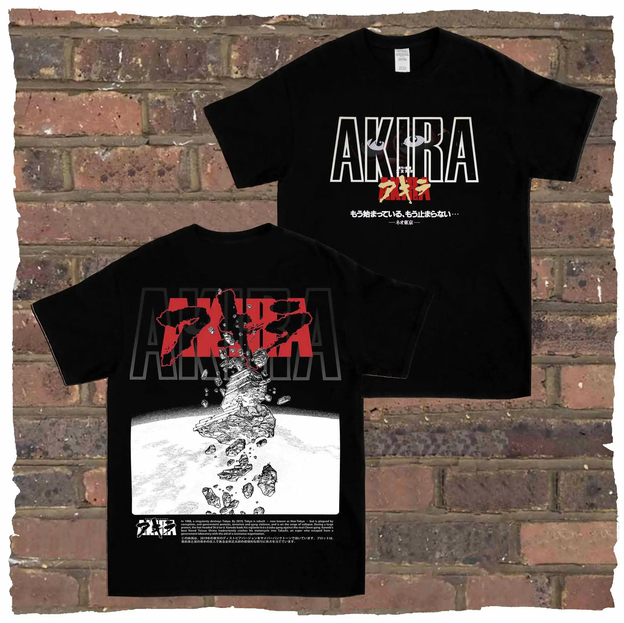 Akira Vintage T-Shirt Japanisches Anime-Grafik-T-Shirt für Männer und Frauen Manga Übergroßes Loses Baumwoll-T-Shirt Hochwertige Streetwear-Kleidung