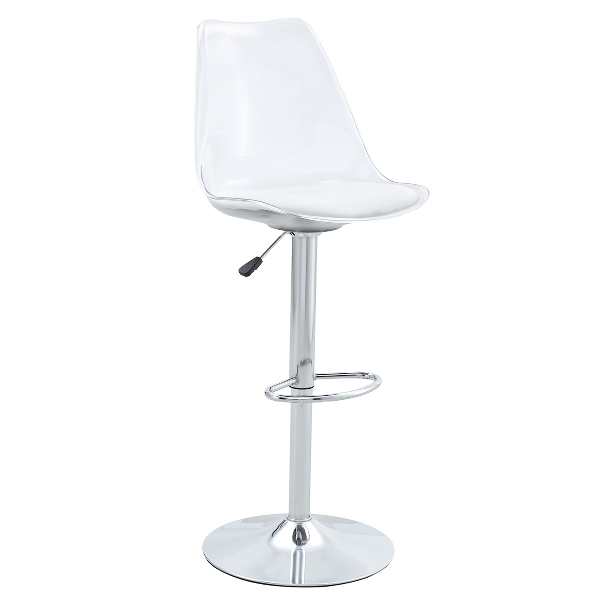 OKWISH Barhocker-Set 2 Stück, Metall & Kunststoff, Silber/Transparent, höhenverstellbar 60-80 cm, 360° drehbar Image