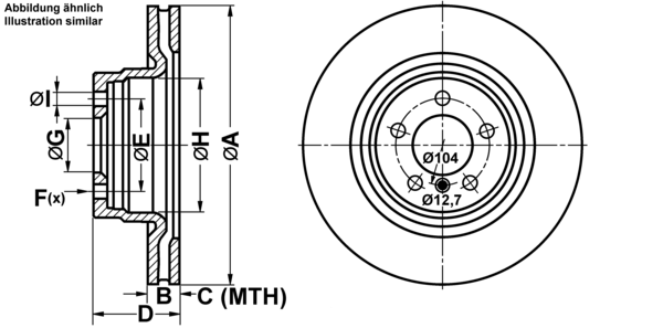 ATE Bremsensatz, Scheibenbremse ijf1417120 Vorderachse belüftet 360mm 30mm für LAND ROVER Image