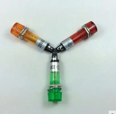 20 Stück 10 mm XD10-3 Kunststoffgehäuse Rot Gelb Grün Lampe Signalanzeige Kontrollleuchte DC 12 V 24 VDC 220 VAC 380 VAC