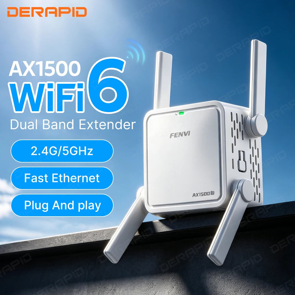 WLAN 6 Repeater AX1500Mbps Dual-Band 2,4GHz 5GHz Kabelloser Reichweitenverstärker Signalverstärker EU US Stecker Heim- und Büroverstärker Image