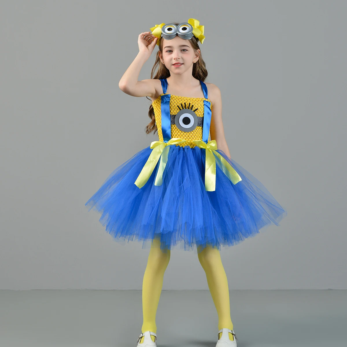Big Eyes Mini Yellow Man-Kostüme für Babys, Mädchen, Anime-Cartoon-Figuren, Cosplay-Kleider für Kinder, Geburtstagsoutfit, Partykleidung