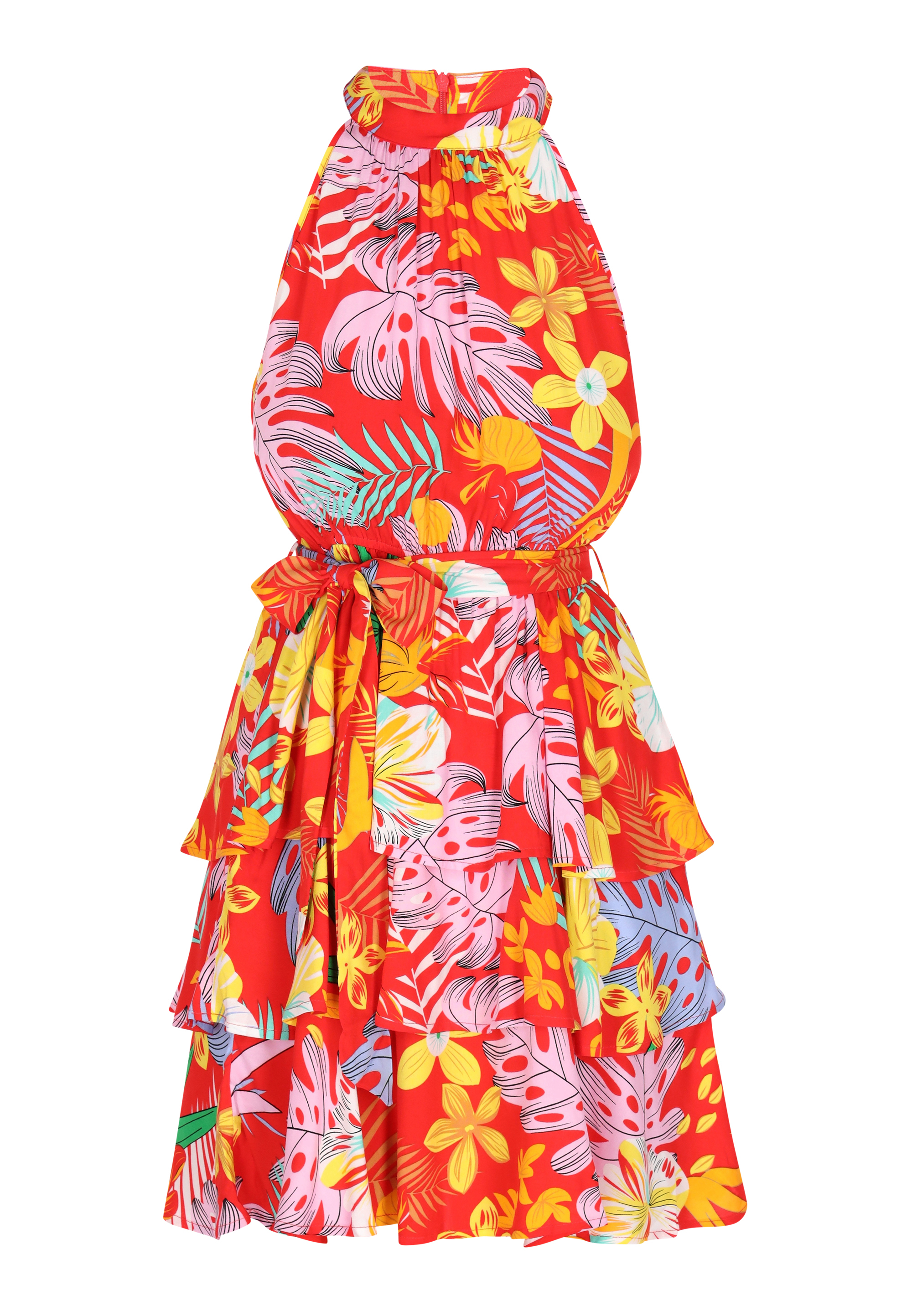 IZIA Kleid Frauen rot mehrfarbig XL