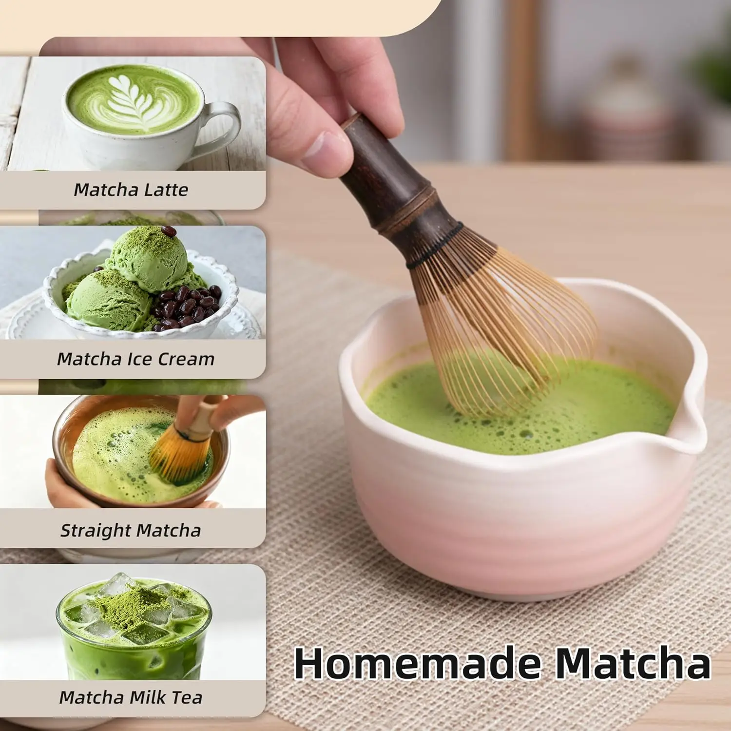 Shin Chasen handgefertigter Bambus-Matcha-Schneebesen, 100 % natürlicher Bambus-Schneebesen, Teebürste, Schneebesen, Mixer, Schneebesen für die Herstellung zeremonieller Qualität Image