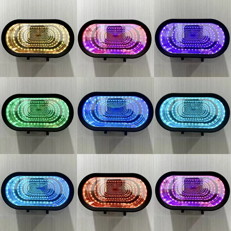 LED-Licht Schlüsselorganizer Wandmontage Auto-Garage Schlüsselhalter 3D-Effekt Spiegel-Licht LED Tunnel-förmiges Nachtlicht Schlüsselaufhänger