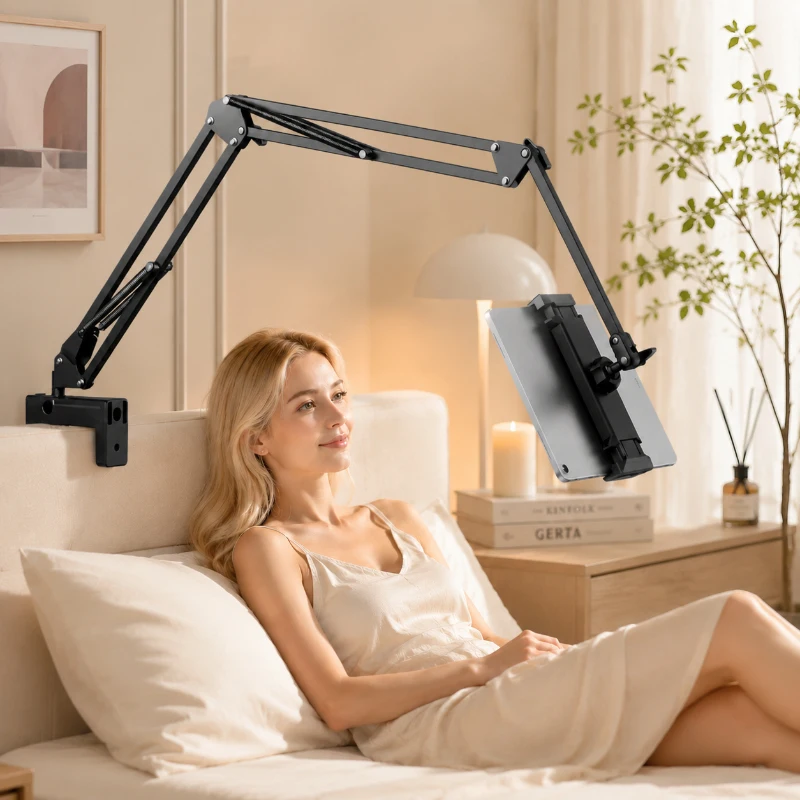 Universeller 100CM Schwanenhals-Handyhalter, Faltbarer Freisprechständer für Bett und Schreibtisch, Streamer-Handyhalterung mit 360° Drehung ° Rotation Image