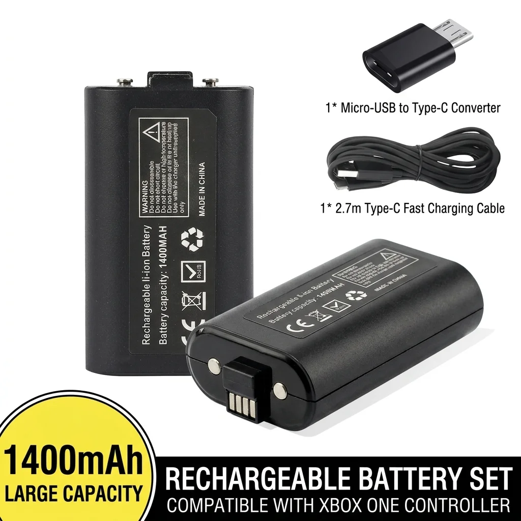 1400mAh Rechargeable Battery Pack For Microsoft Xbox One Wireless Controller For Xbox One S/X Gamepad Replacement Battery Pack