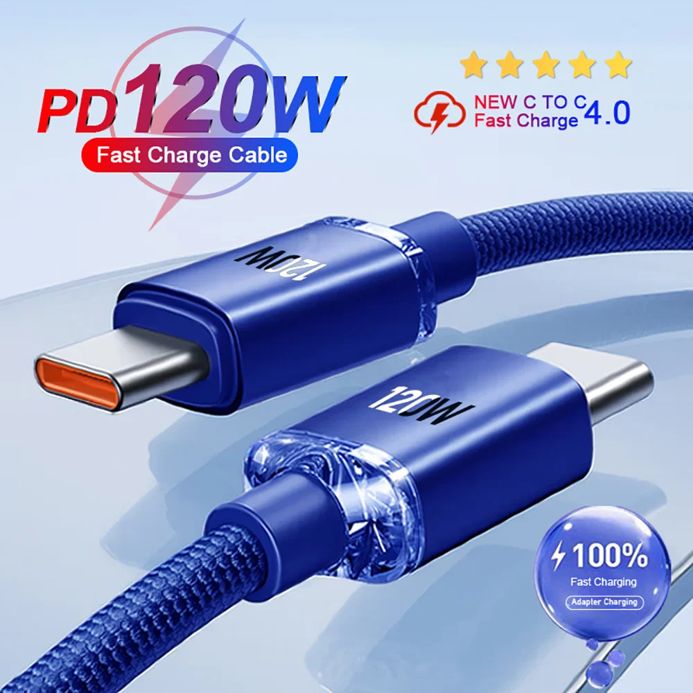 120W 6A USB C Kabel PD Super Schnelle Lade Telefon Ladegerät Datenkabel Für iPhone Samsung Xiaomi Schnell Ladung typ C Zu Typ C Kabel Image