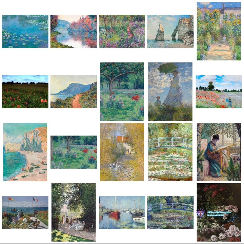 Berühmtes Claude Monet Kunstwerk Quadratisches Rundes Diamant-Malset 5D DIY Diamant-Stickerei Kunst Geschenk Handwerk Heimdekoration Geschenk Image