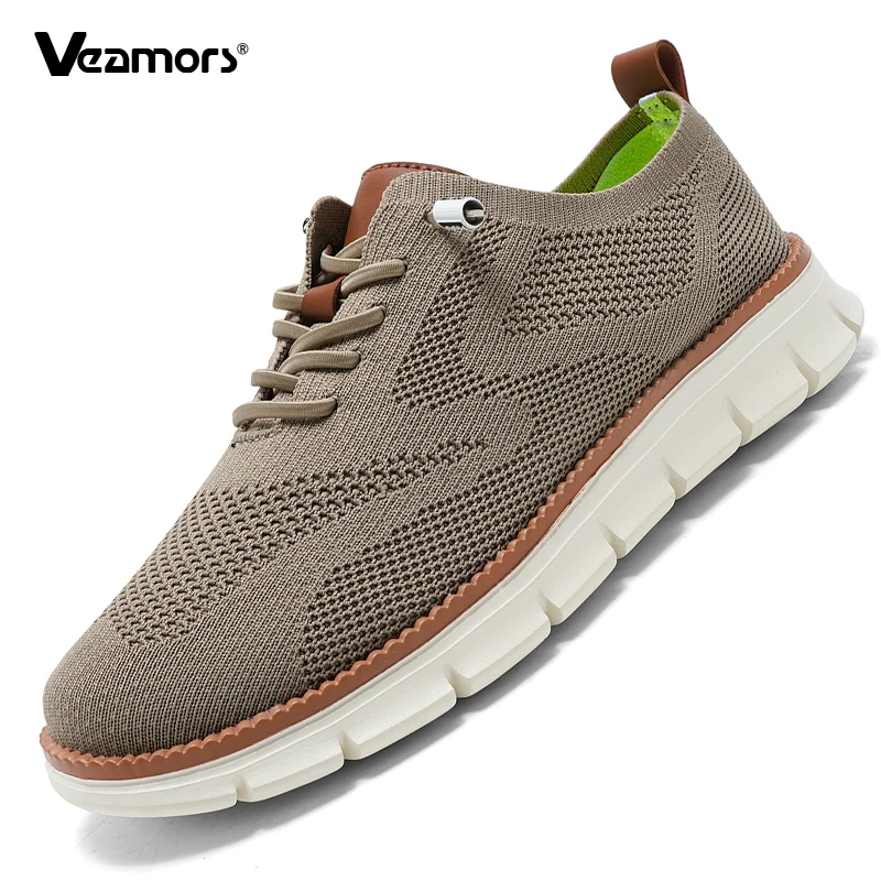 Gestrickte Wanderschuhe für Herren, atmungsaktives Mesh, Freizeitschuhe, leicht, täglich, flache Schuhe, modische Schnür-Freizeitschuhe, große Größe 39–48