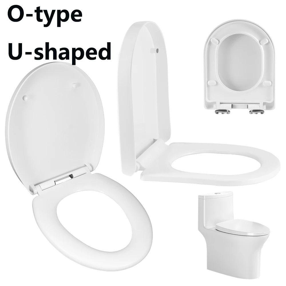 Universeller Toilettensitz mit Soft-Close-Funktion Standard-Toilettensitze mit Verstellbaren Scharnieren 2 Typen Leicht zu Reinigen Sanft Schließender Toilettensitz Image