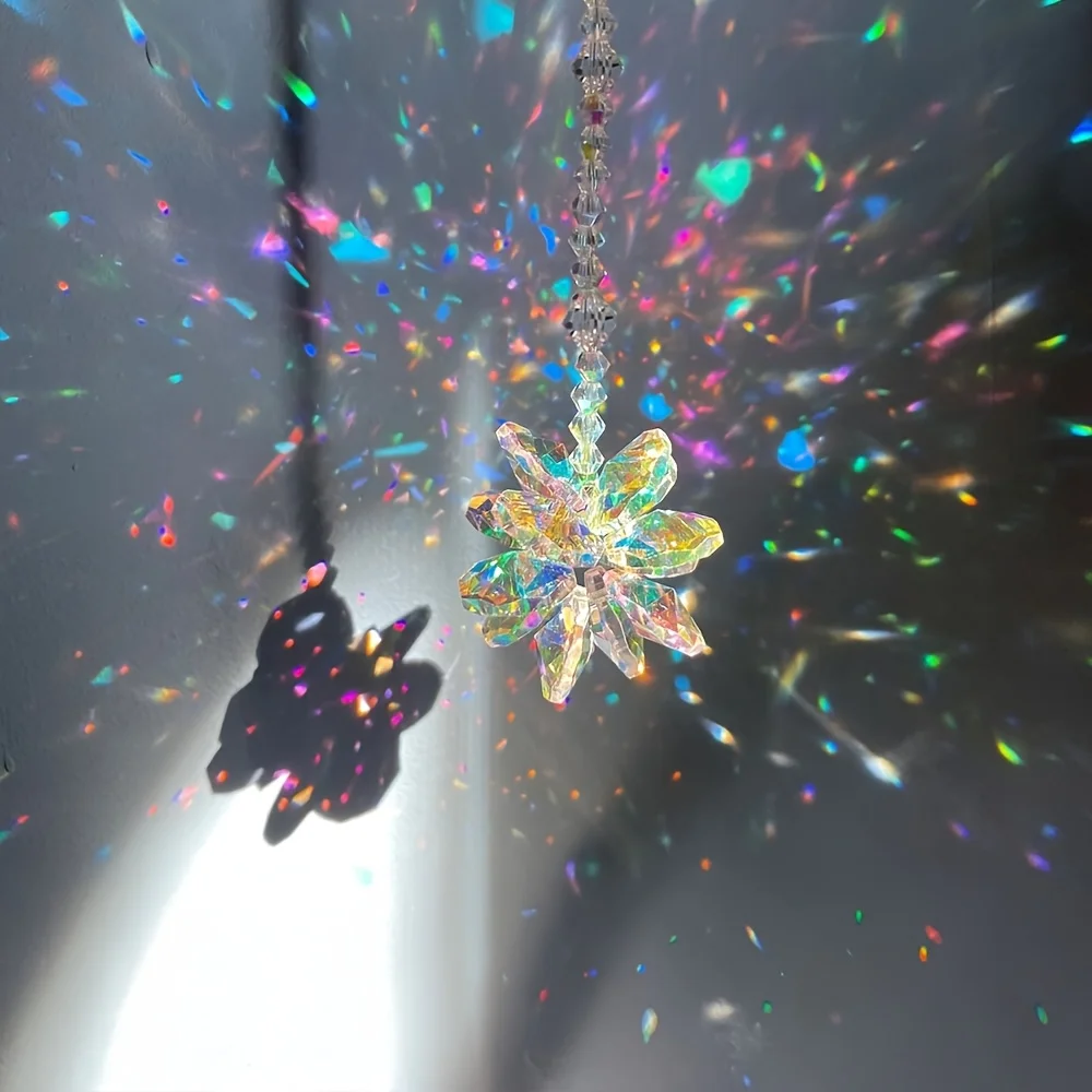 Snowflake Crystal Sun Catcher,Rainbow Prism Hanging Ornament for Summer Window,Garden & Home Decor and outdoor garden decoration
