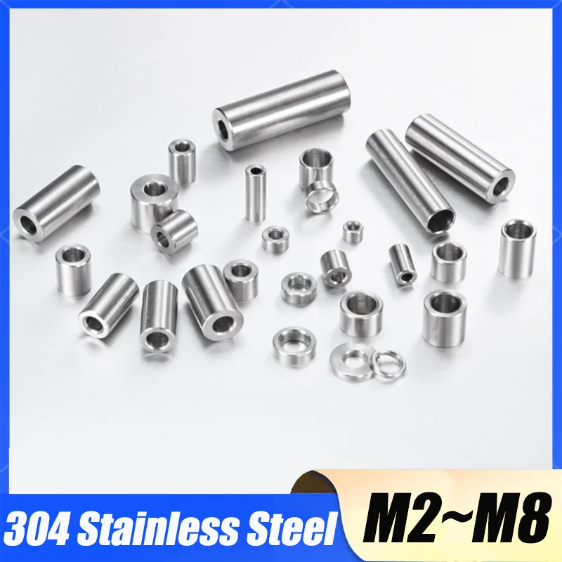 10–20 Stück 304 Edelstahl M2 M3 M3,5 M4 M5 M6 M7 M8 Buchsenunterlegscheiben, rund, hohl, nicht gewindet, Abstandshalter, Dichtung, L: 3 mm ~ 12 mm Image