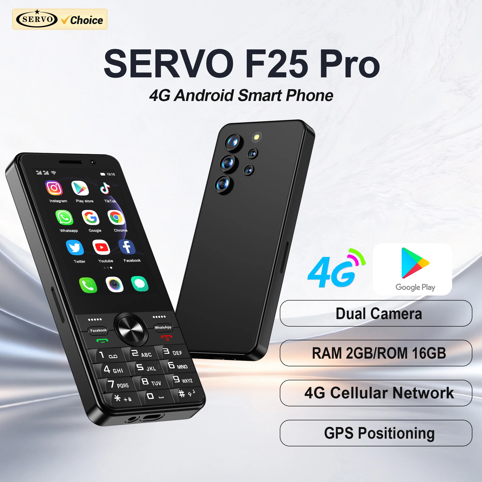 2026 SERVO F25 PRO 4G Button Smartphone Android System Wi-Fi Hotspot Google Play GPS 3.5