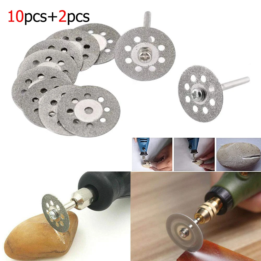 10 pz + 2 pz 22mm Hss disco da taglio lama per sega circolare metallo tagliato utensili abrasivi per utensile rotante Dremel lama da taglio